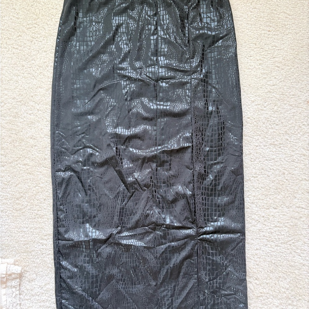 SHEIN Black Faux Croc Pencil Skirt